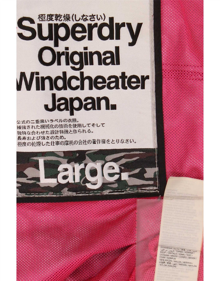 Superdry vindjakke til kvinder med hætte vindjakke UK 16 Large Black