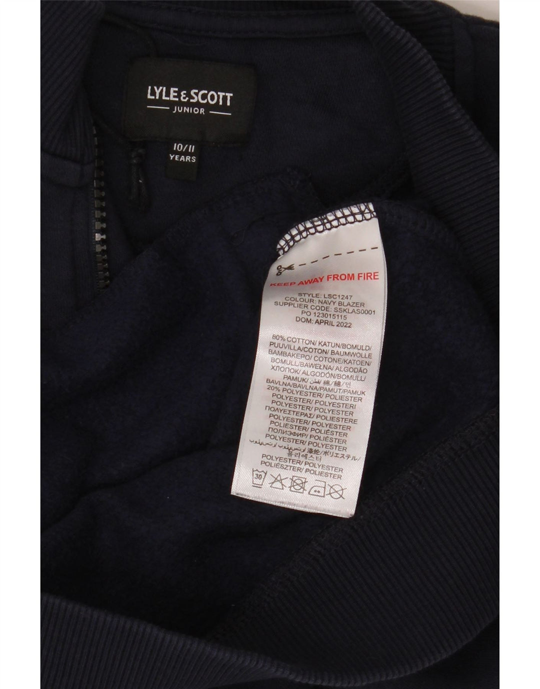 Lyle & Scott Boys Tracksuit Top Jacket 10-11 Years Navy Blue Cotton