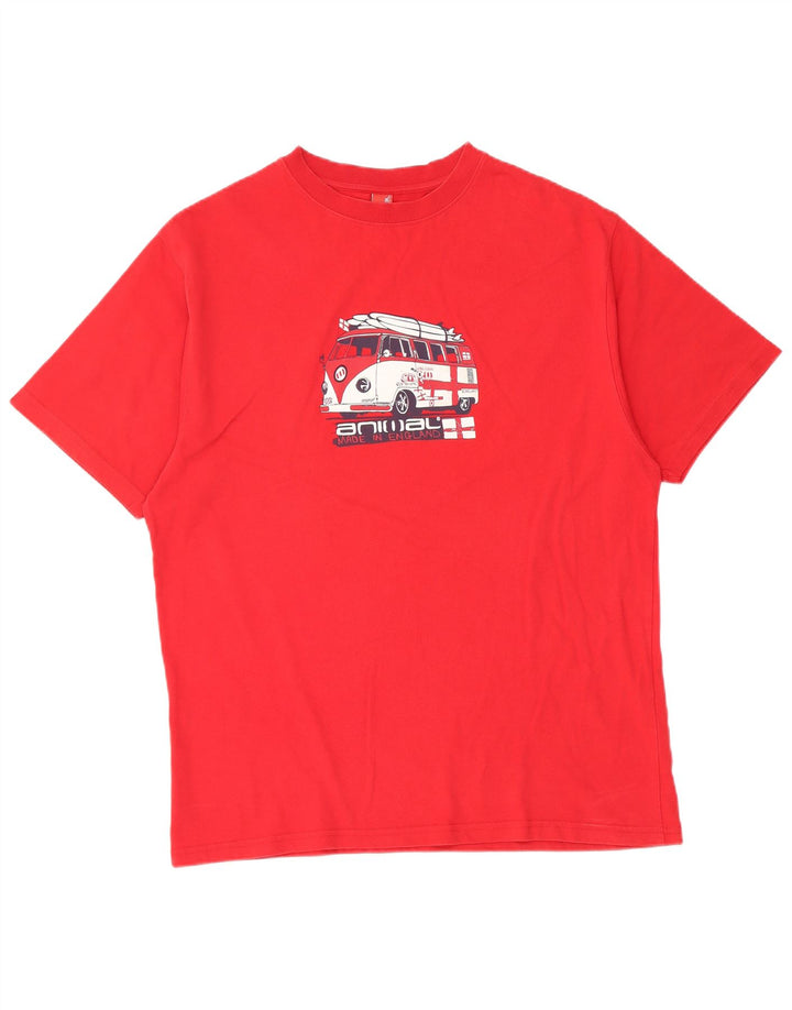 ANIMAL Mens Graphic T-Shirt Top Large Red Cotton