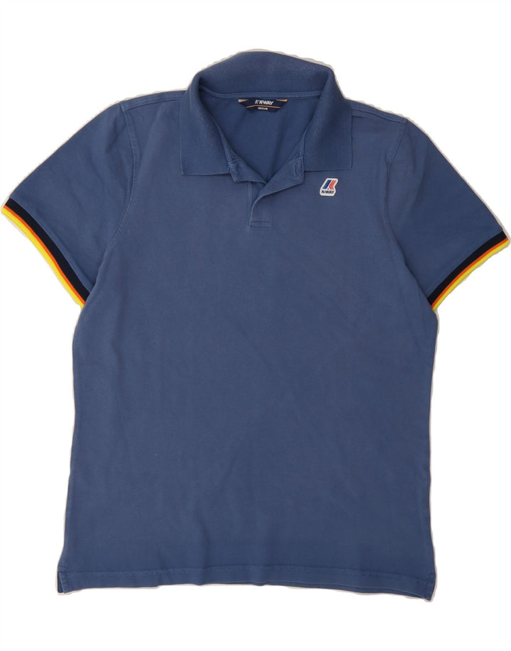 K-WAY Mens Polo Shirt Medium Blue Cotton Vintage K-Way and Second-Hand K-Way from Messina Hembry 