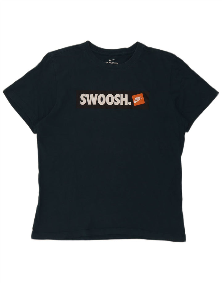 T-shirt grafica Nike Swoosh da uomo in cotone blu medio