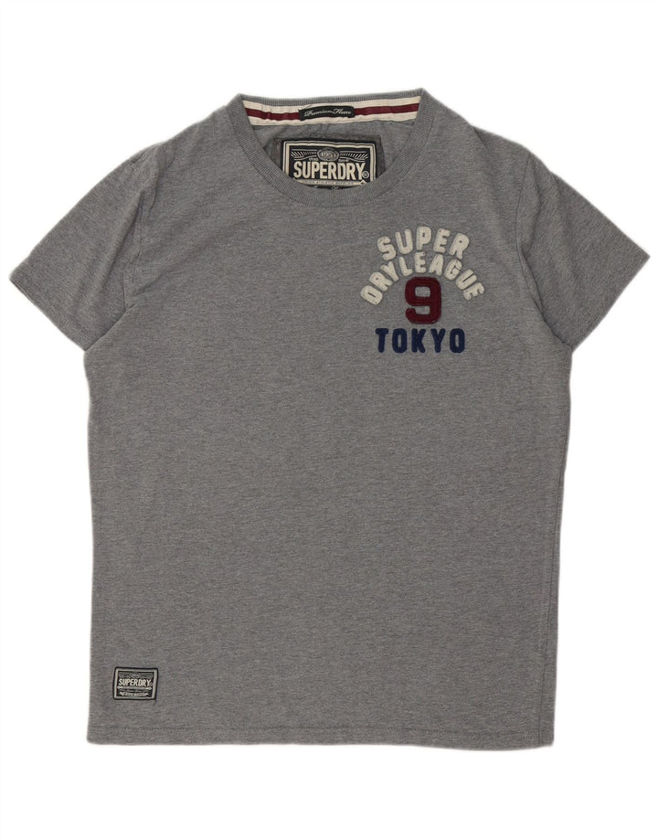 SUPERDRY Mens Graphic T-Shirt Top XL Grey Cotton