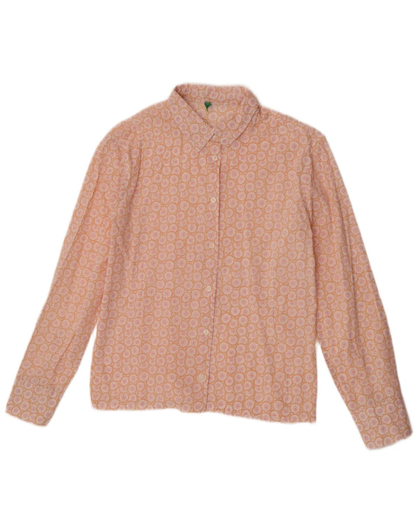 Benetton Dameskjorte UK 12 Medium Orange Floral