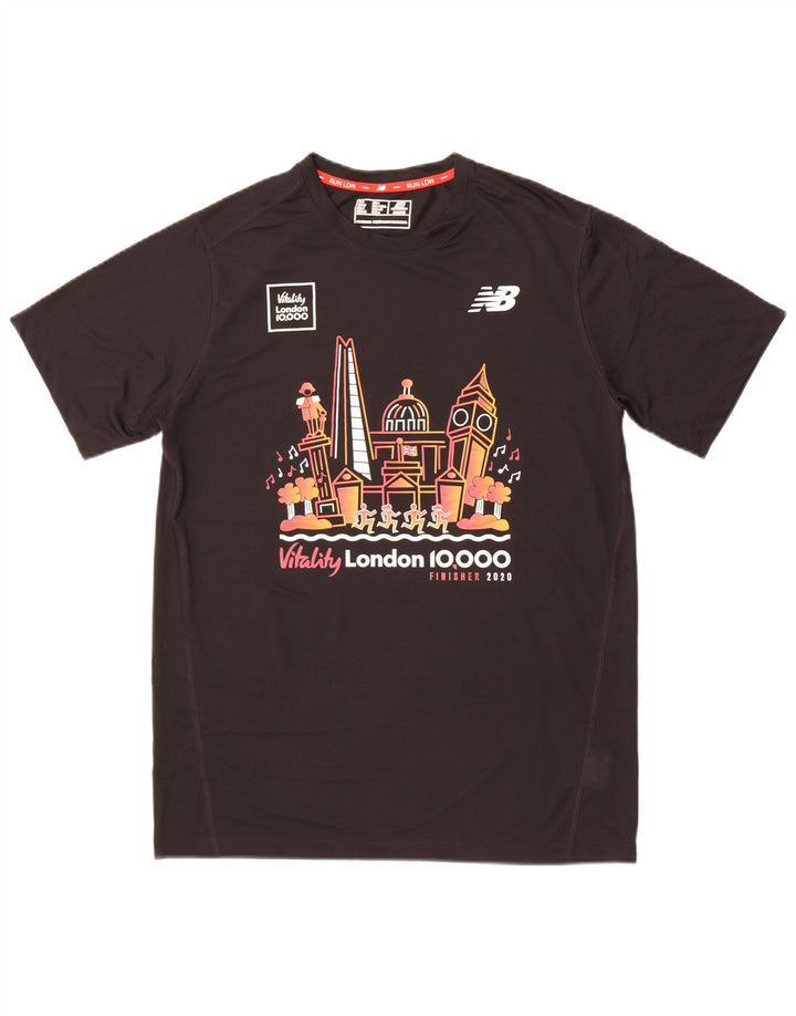 New Balance Mens Graphic T-Shirt Top Medium Black Polyester