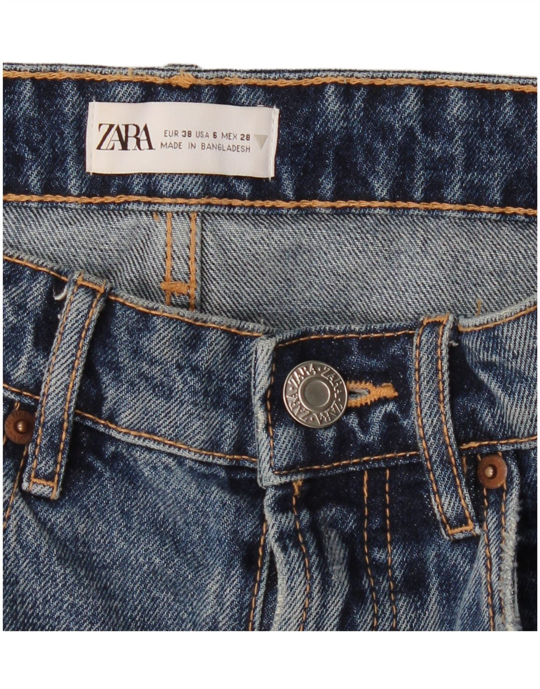 Zara Womens Distressed Denim Shorts EU 38 Small W28 Blue