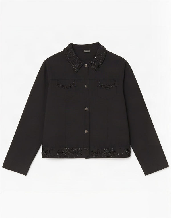 Giubbotto Bomber Donna Roccobarocco IT 46 Large Nero Cotone