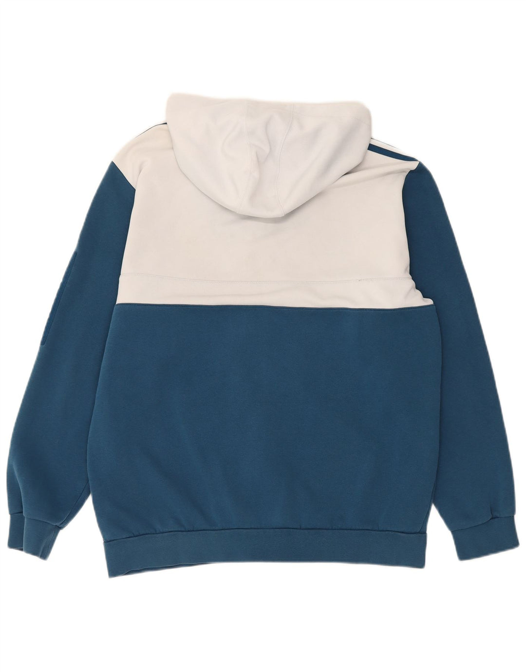 Adidas Mens Zip Hoodie Sweater Large Blue Colourblock Polyester