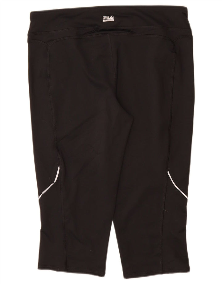 FILA Womens Capri Leggings UK 14 Medium  Black Polyester