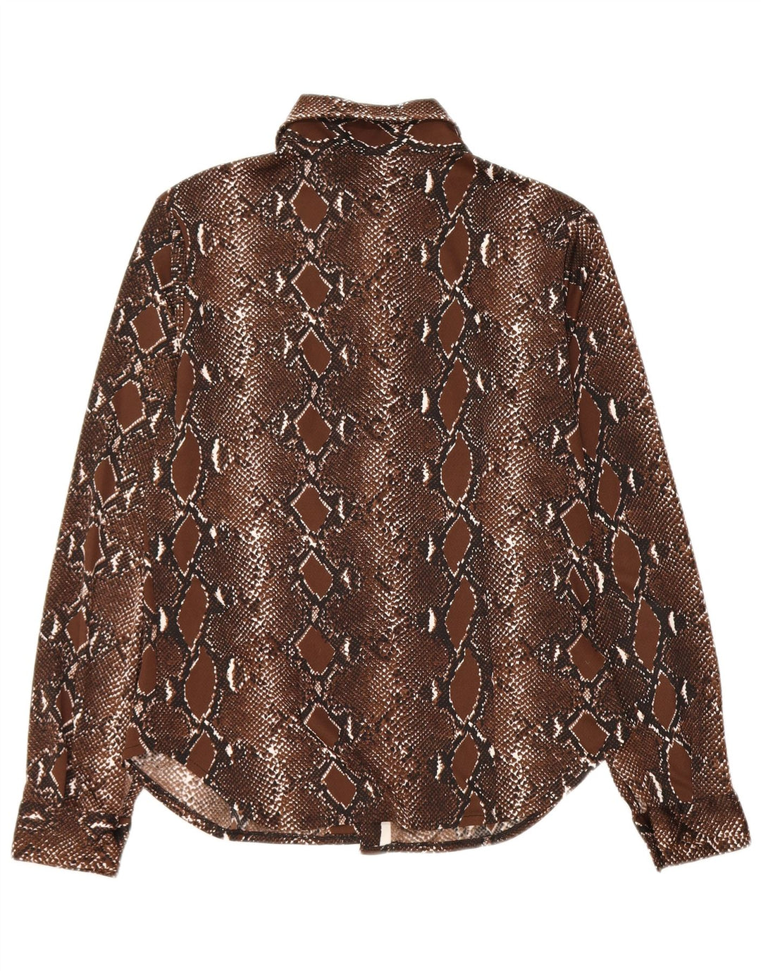 Vintage dameskjorte bluse UK 12 Medium Brown Animal Print Polyester
