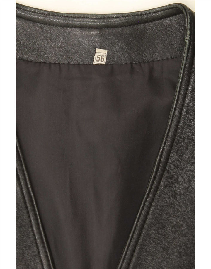 Vintage Mens Leather Waistcoat IT 56 3XL Black