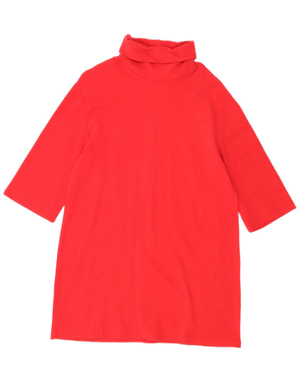 Zara Womens 3/4 Sleeve Shift Dress UK 16 Large Red Cotton