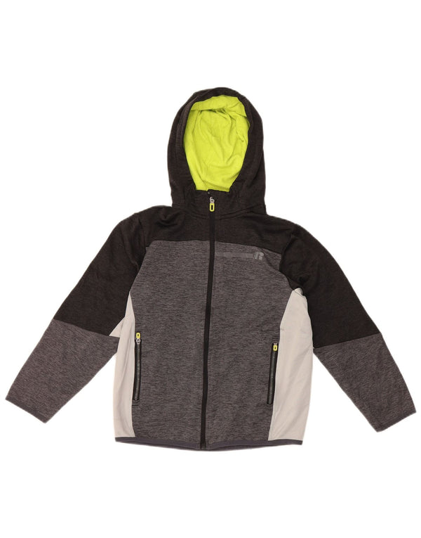 Russell Athletic Pull à capuche zippé pour garçon 10-11 ans Grand colorblock gris
