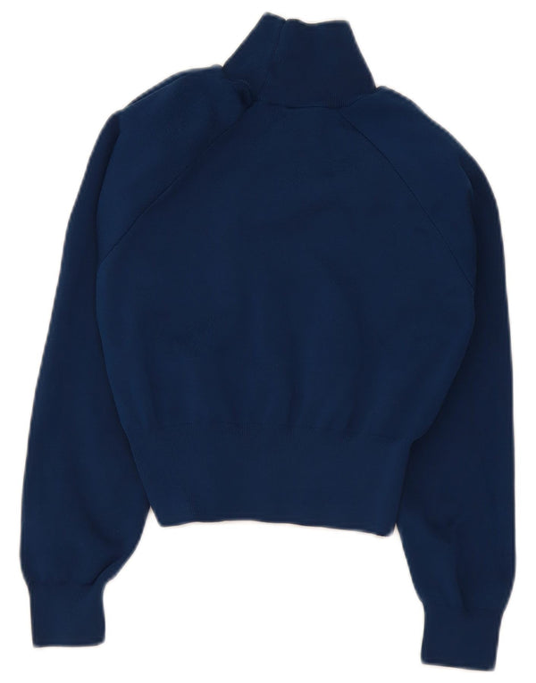Zara Womens Crop Turtle Neck Jumper Sweater UK 10 Small Navy Blue Polyester