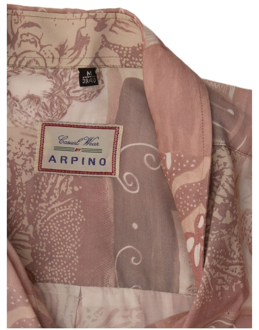 ARPINO Kortærmet Herreskjorte Størrelse 39/40 Medium Pink Patchwork