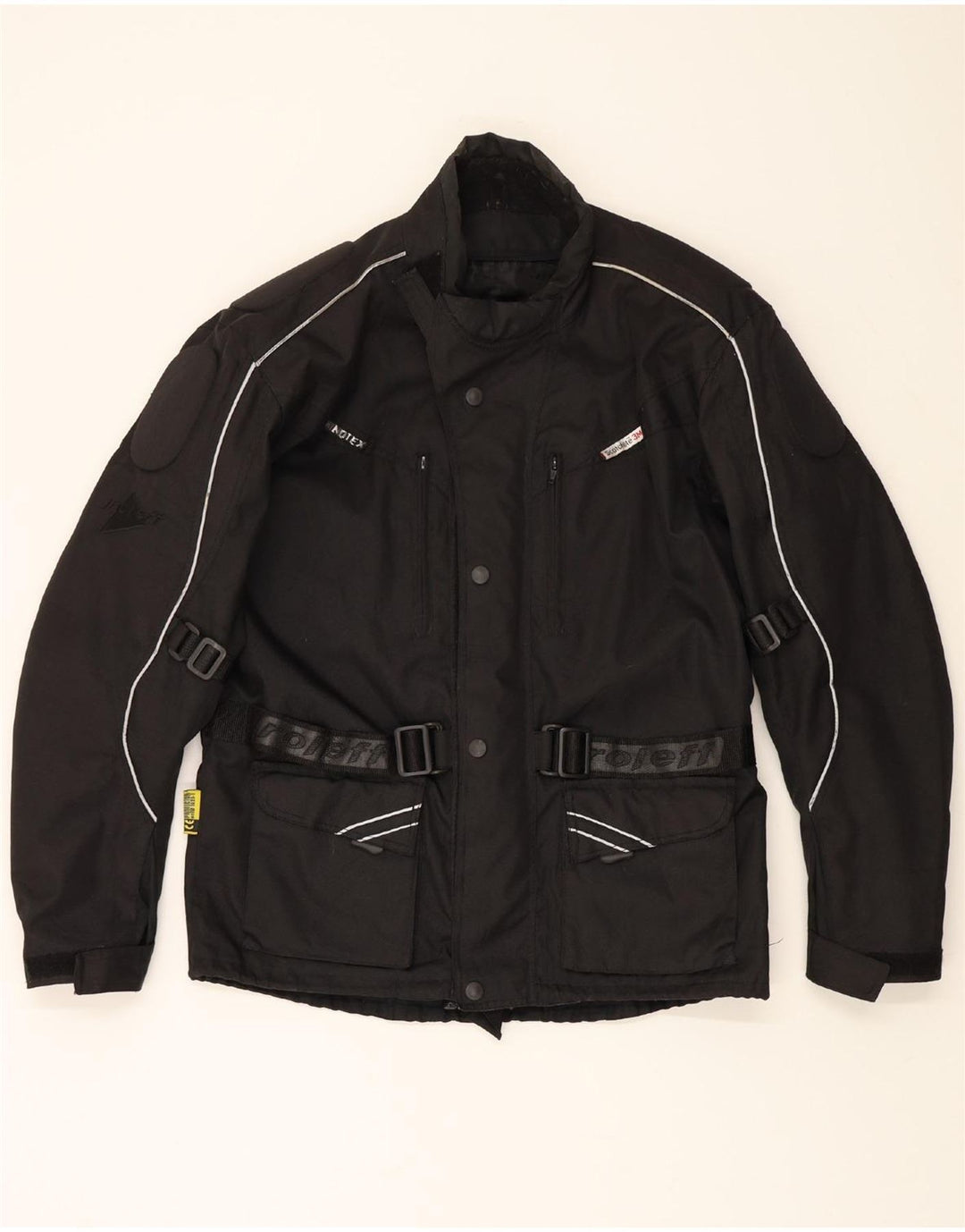 ROLEFF Mens Graphic Racer Jacket UK 42 XL Black Polyester Vintage ROLEFF and Second-Hand ROLEFF from Messina Hembry 
