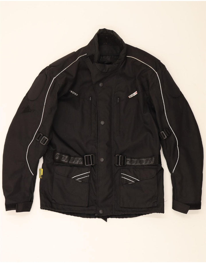ROLEFF Mens Graphic Racer Jacket UK 42 XL Black Polyester Vintage ROLEFF and Second-Hand ROLEFF from Messina Hembry 