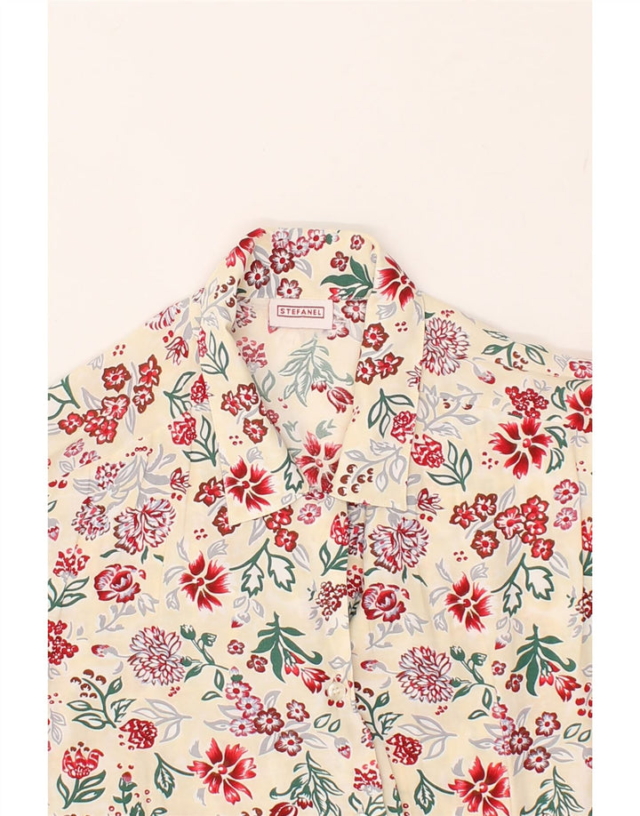 STEFANEL Womens Short Sleeve Shirt UK 16 Large Beige Floral | Vintage Stefanel | Thrift | Second-Hand Stefanel | Used Clothing | Messina Hembry 