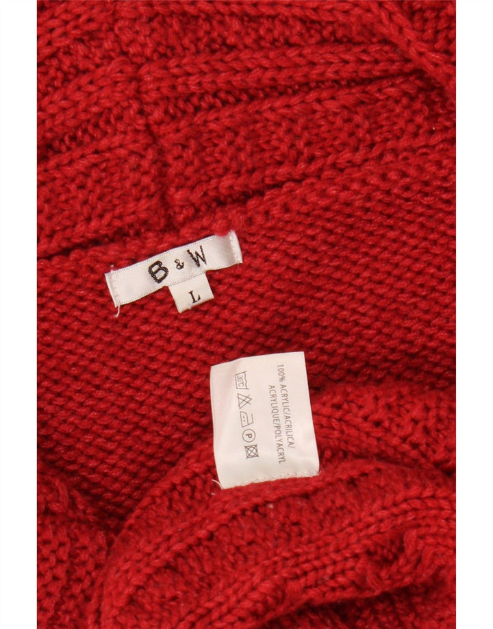 B&W Womens Cardigan Sweater UK 14 Large Red Acrylic Vintage B&W and Second-Hand B&W from Messina Hembry 