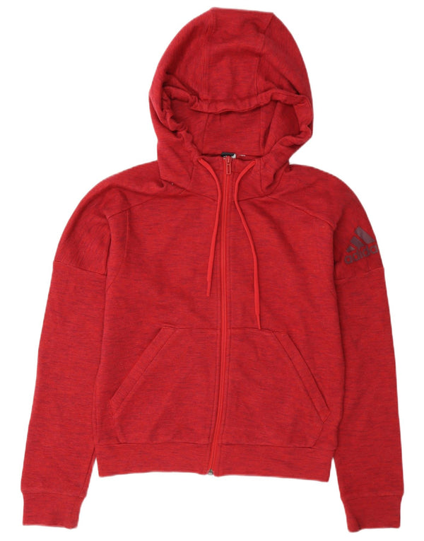 Adidas Dame Hættetrøje Sweater UK 12 Medium Rød Flecked Bomuld