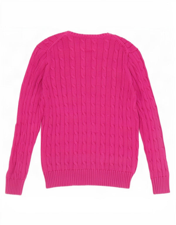 Maglione maglione girocollo da donna Polo Ralph Lauren UK 12 cotone rosa medio