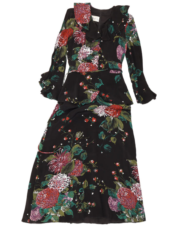 Vera Mont Womens Long Sleeve Maxi Dress EU 36 Small Black Floral