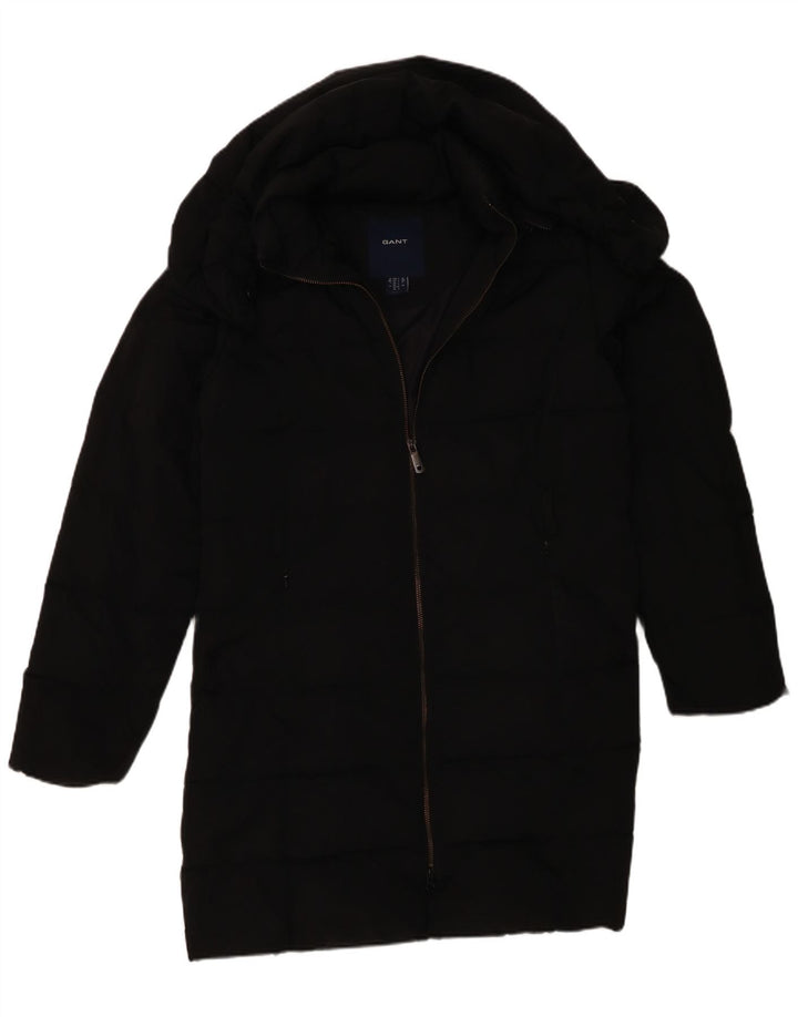 Gant Wattierter Damenmantel mit Kapuze, UK 16, Größe L, Schwarz, Polyester