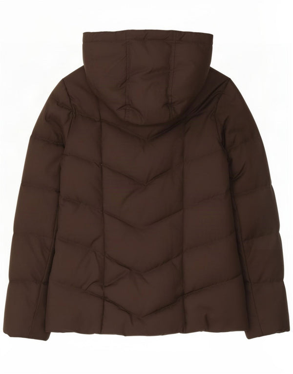 Tommy Hilfiger Chaqueta acolchada con capucha para mujer UK 10 Small Marrón Poliéster