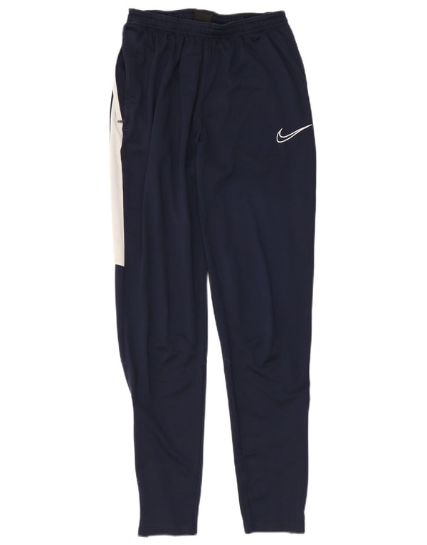 Nike Mens Dri Fit Tracksuit Trousers Small Navy Blue Colourblock Polyester