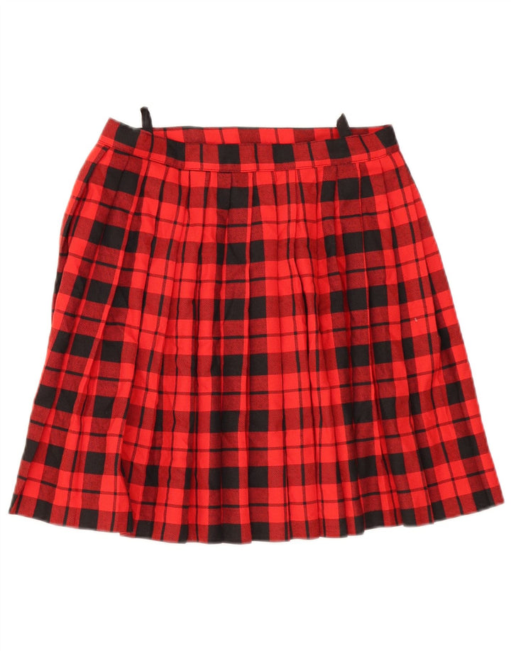 Vintage Womens Pleated A-Line Skirt EU 38 Medium W28  Red Plaid Polyester