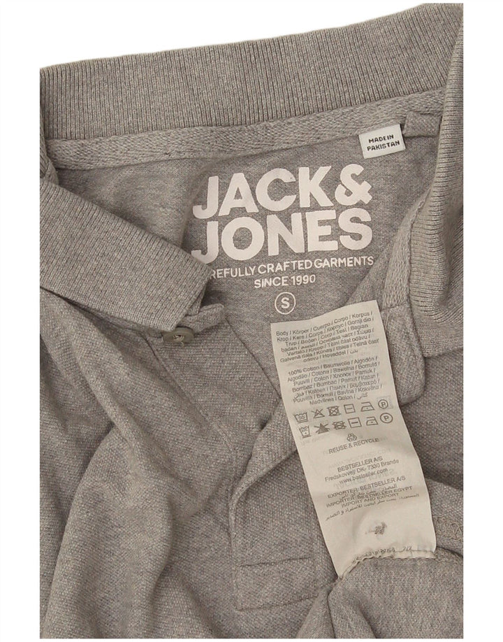 Jack & Jones Mens Polo Shirt Small Grey Cotton