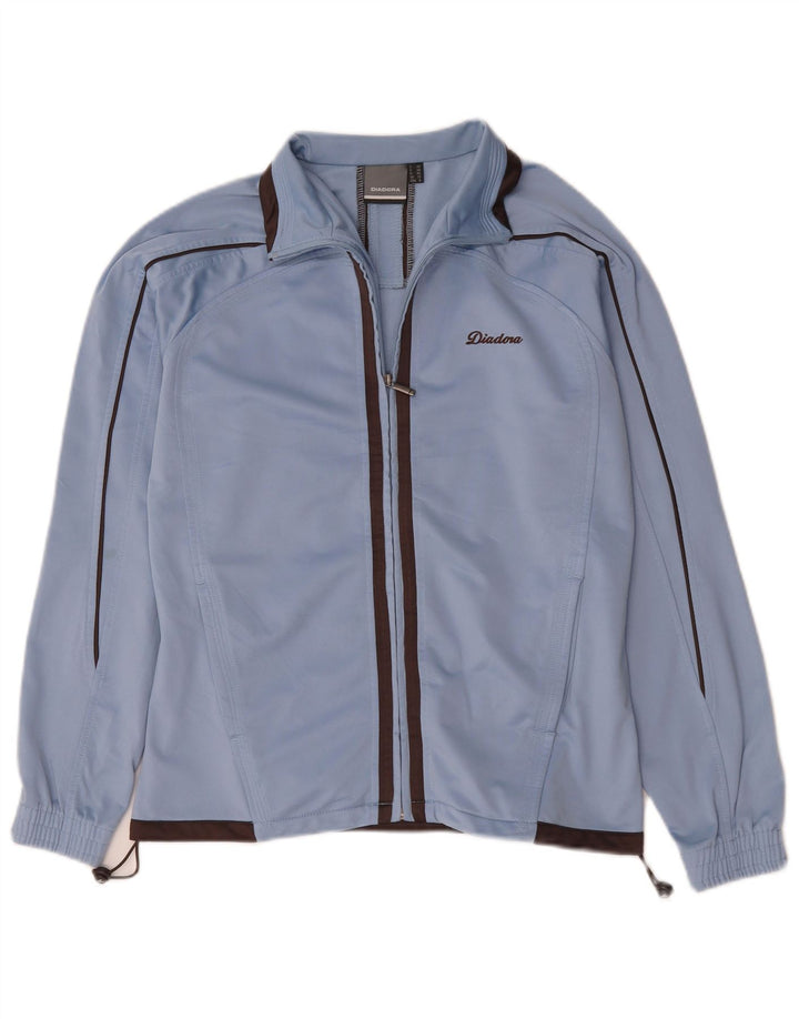 Diadora Womens Oversized Tracksuit Top Jacket UK 10 Small Blue Polyester