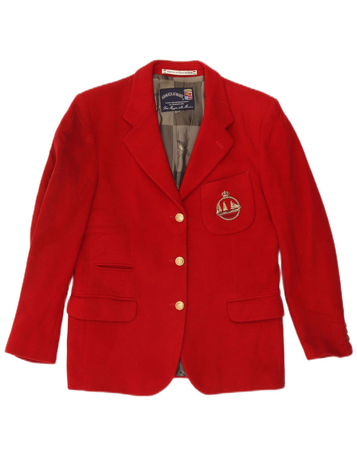 Armata Di Mare Womens 3 Button Blazer Jacket IT 42 Medium Red Wool