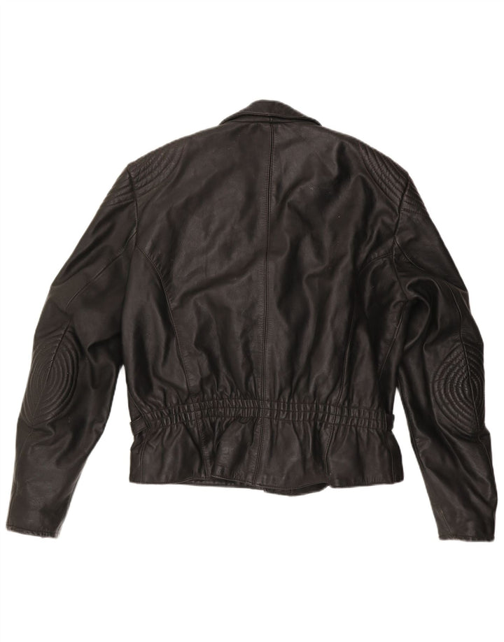 HEIN GERICKE Mens Leather Biker Jacket UK 38 Medium Black Leather