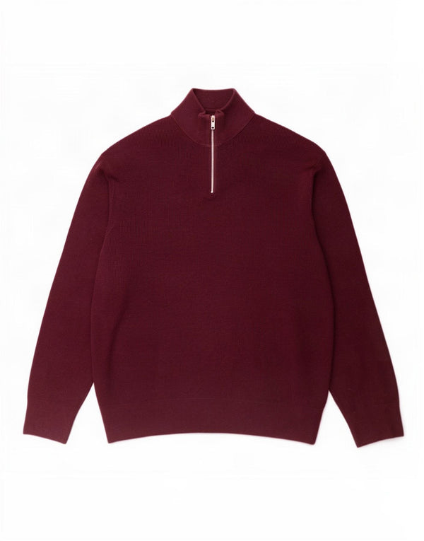 Marks & Spencer Herre Zip Neck Jumper Sweater 3XL Burgundy Polyester