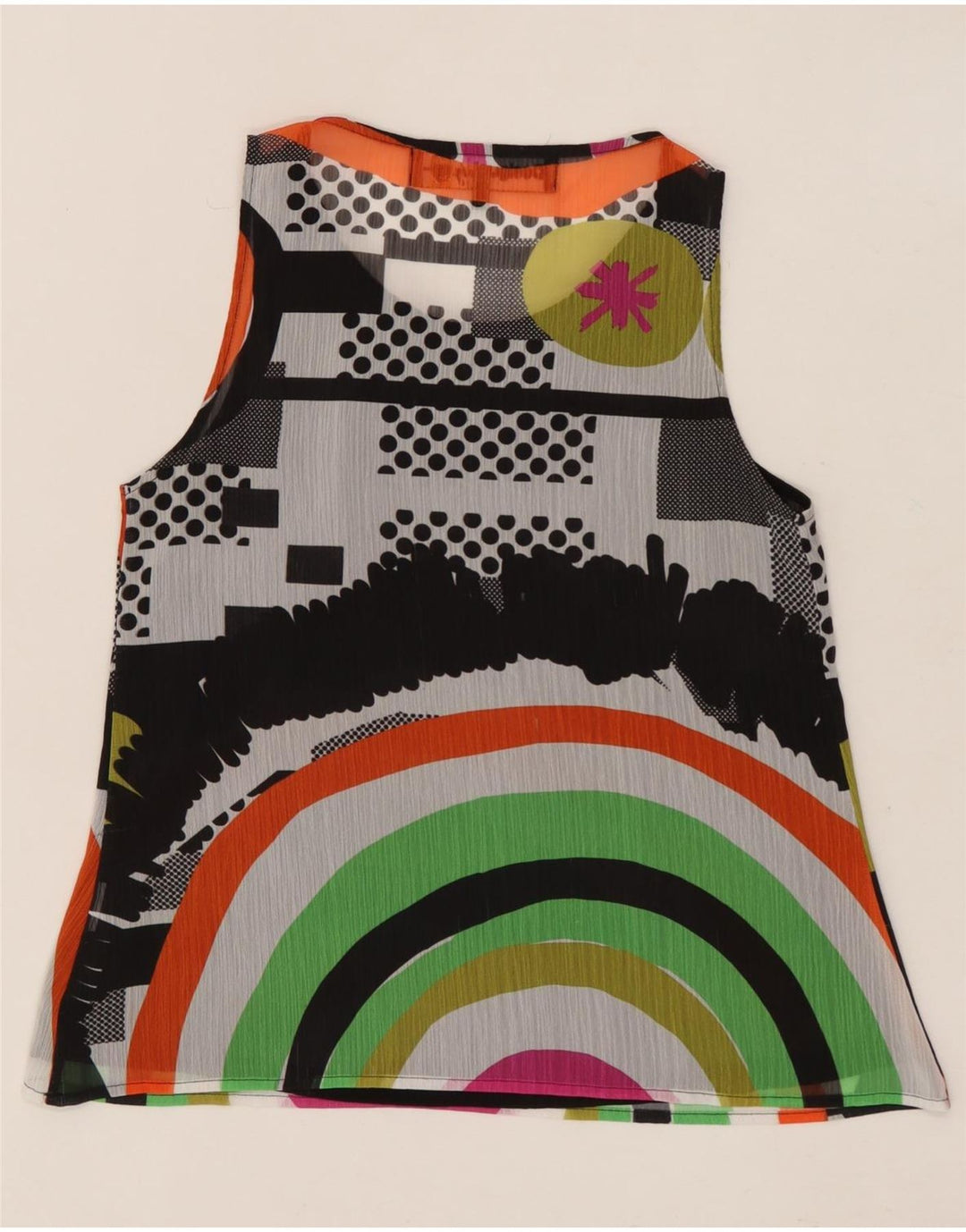 DESIGUAL Dame grafisk bluse Top UK 6 XS Flerfarvet Geometrisk