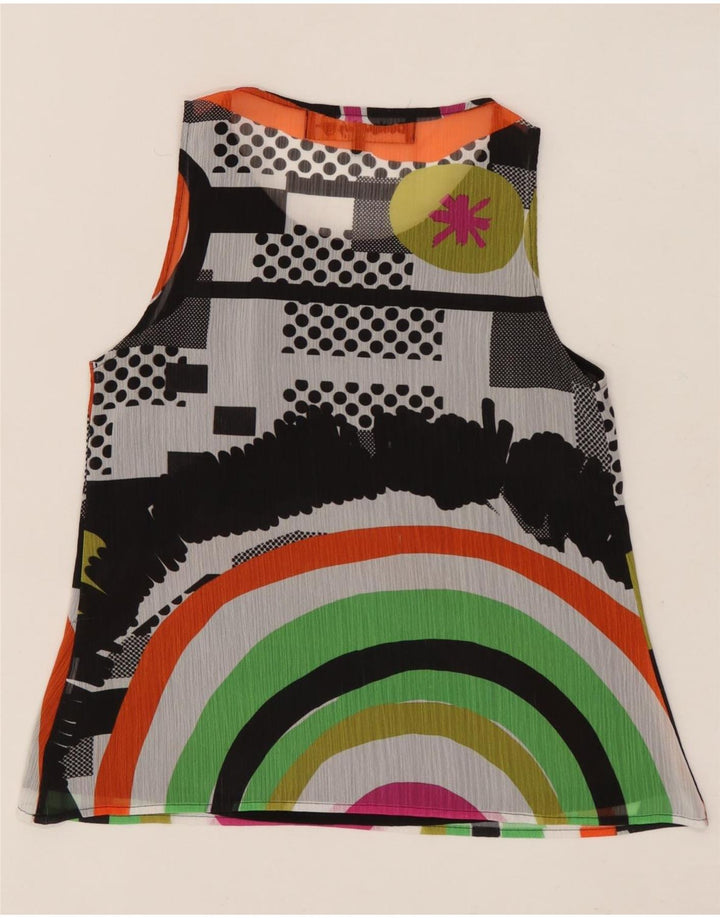 DESIGUAL Dame grafisk bluse Top UK 6 XS Flerfarvet Geometrisk