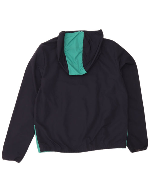 Giacca antipioggia con cappuccio Lacoste per ragazzi 15-16 anni in poliestere color block blu navy