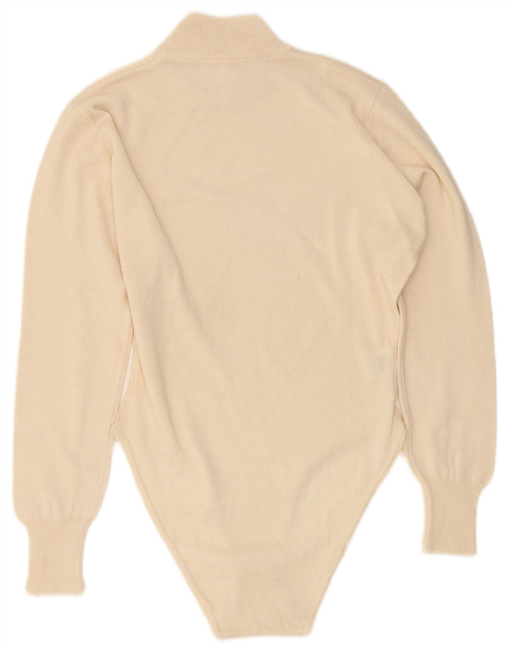 Vintage Womens Long Sleeve Bodysuit UK 14 Large Off White