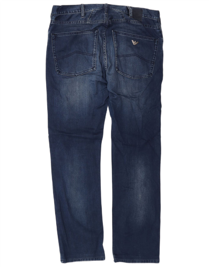 Armani Mens Straight Jeans W31 L30 Blue Cotton
