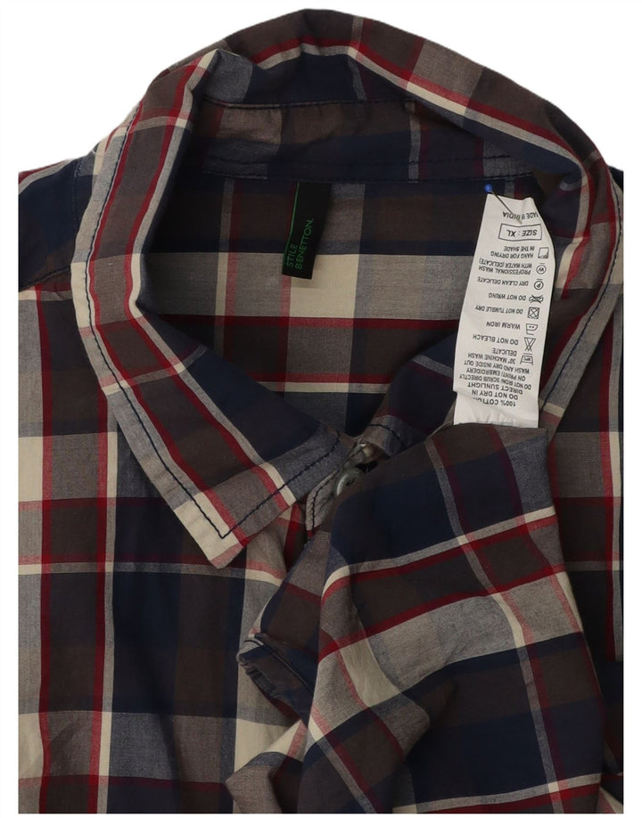 Benetton Mens Shirt XL Multicoloured Check Cotton