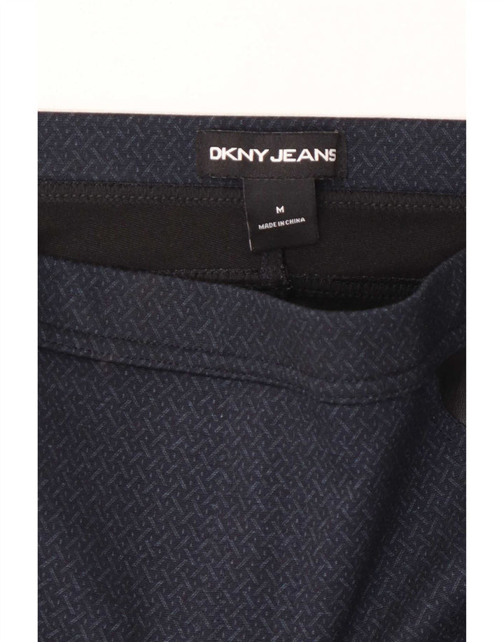 Dkny Womens Leggings UK 14 Medium Navy Blue Geometric Polyester
