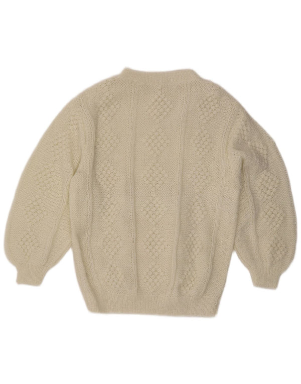 Vintage Womens Crew Neck Jumper Sweater UK 20 2XL White Acrylic