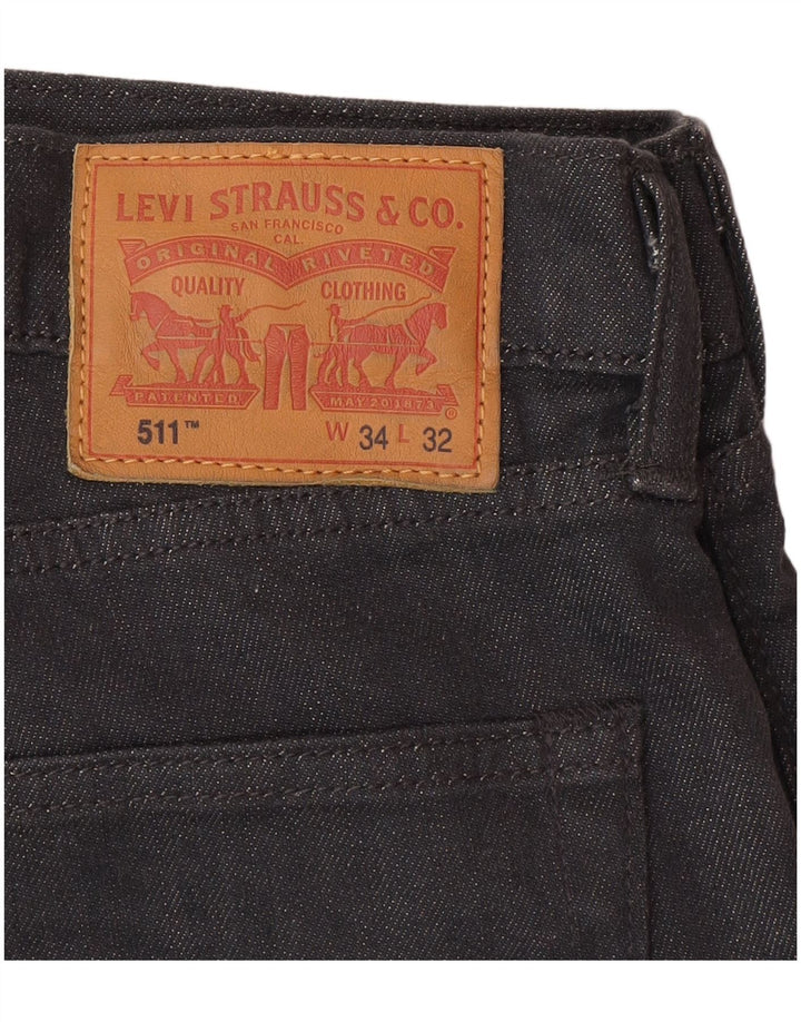 Levi's Mens 511 Slim Jeans W34 L32 Grey Cotton