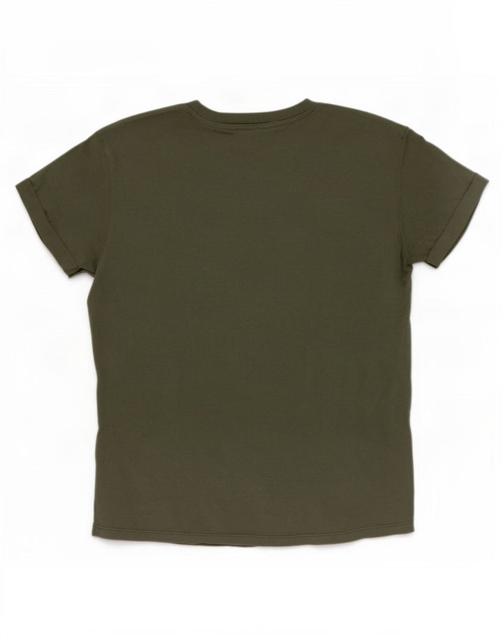 Roxy Womens Graphic T-Shirt Top UK 14 Medium Khaki Cotton