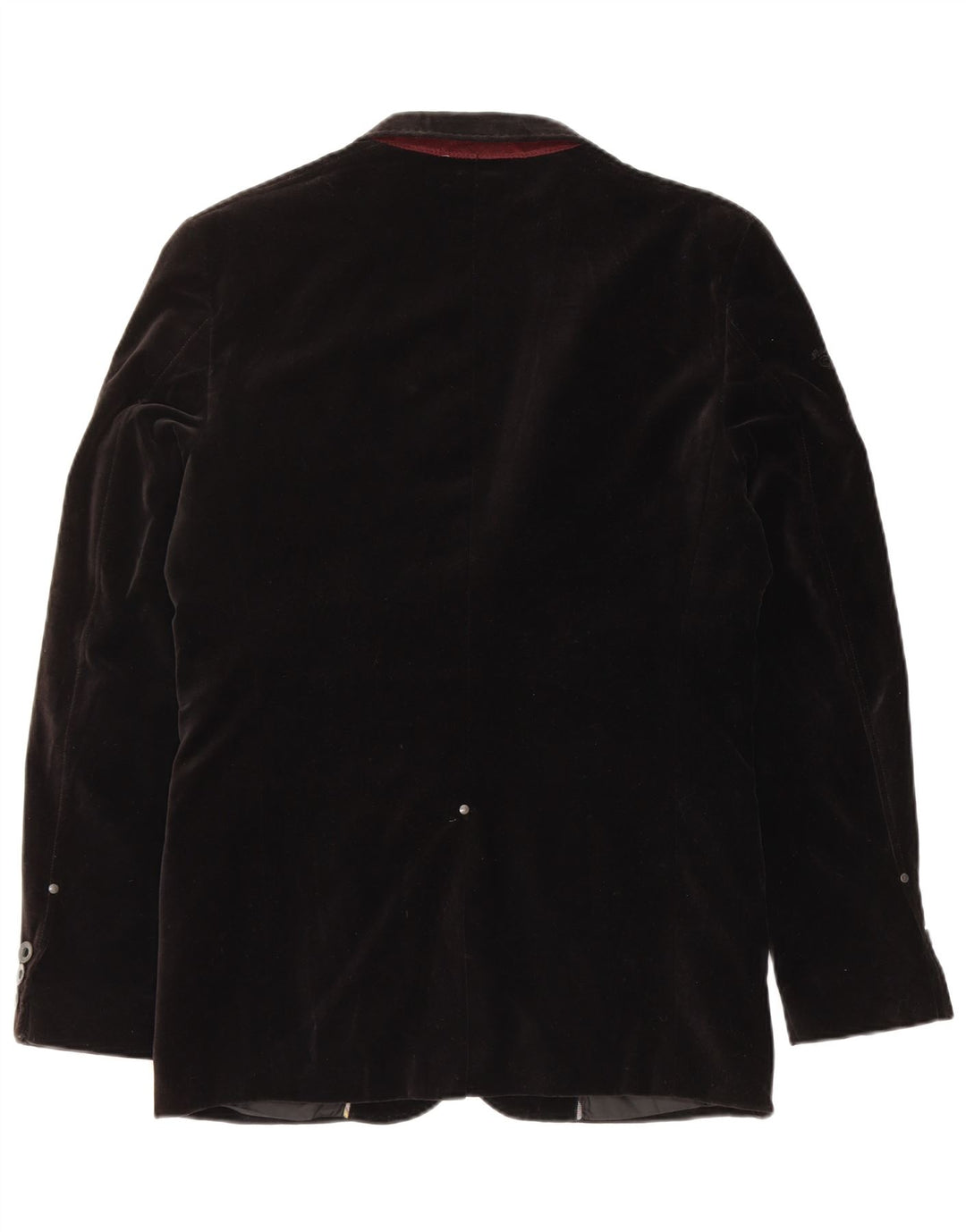 JACK & JONES Mens 2 Button Velvet Blazer Jacket UK 36 Small Black Cotton