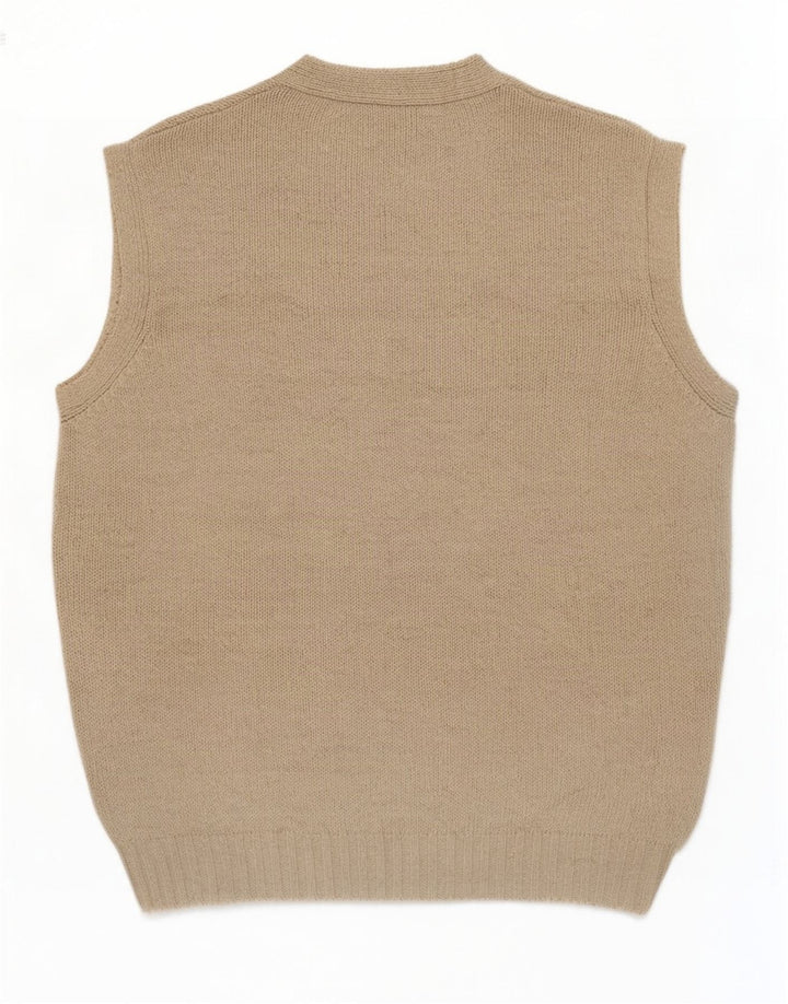 Benetton Mens Vest Tank Top Médio Algodão Bege