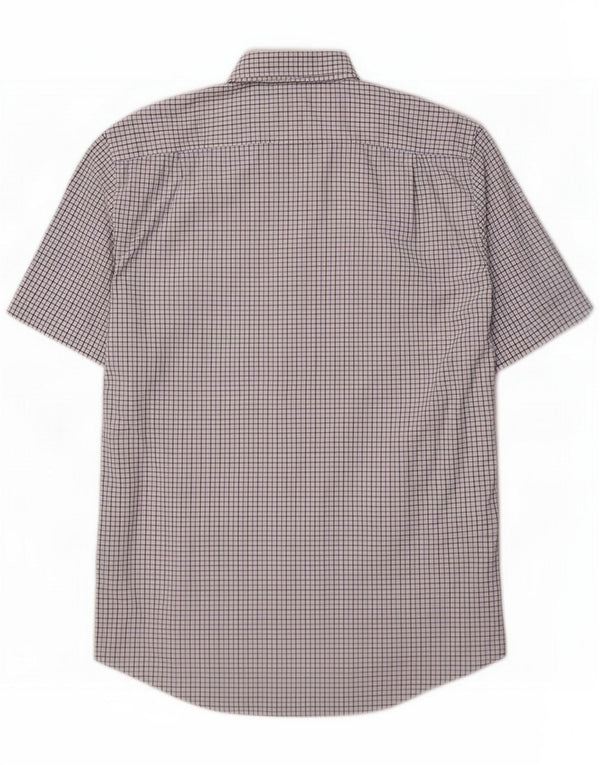 Lacoste Chemise à manches courtes coupe régulière pour homme Taille 43 Grand Vichy bleu