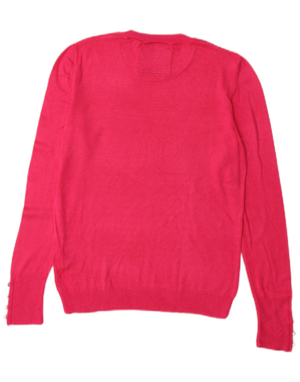 Superdry Womens Crew Neck Jumper Sweater UK 10 Small Pink Viscose