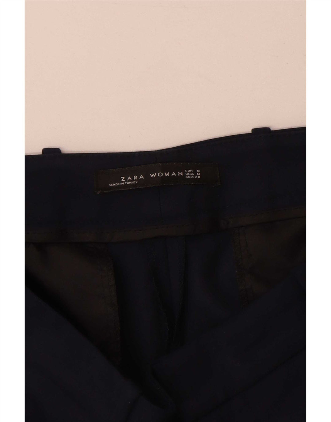 Zara Womens Slim Suit Trousers Medium W28 L29 Navy Blue Cotton