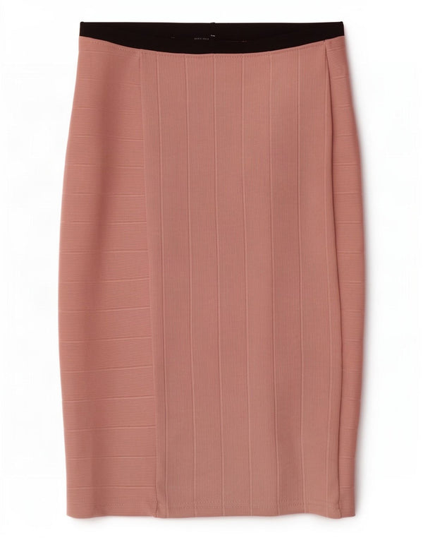 Saia lápis feminina Zara W26 pequeno bloco colorido rosa